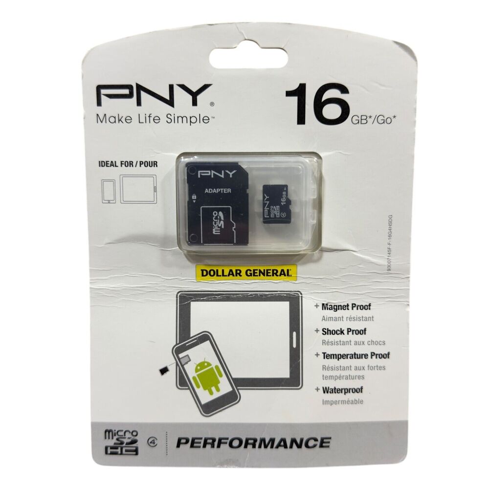 PNY 16 GB microSD High Capacity (microSDHC) with Adapter and Case NJ128905